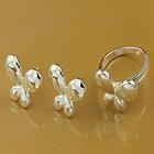 另类抽象蝴蝶花变形四叶草耳钉戒指套装外贸镀银