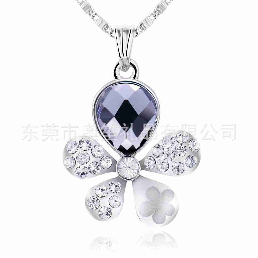 梦项链j;;镶钻四叶草