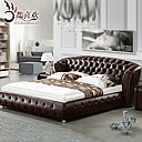 真皮软床家具黑色|霸气