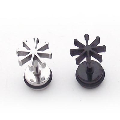 朋克霸气银白钻大耳钉男