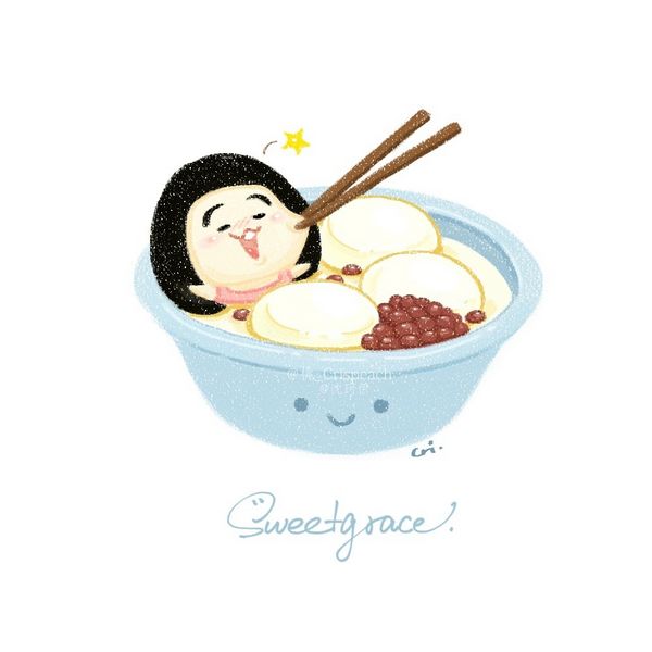 微信头像grace曹华恩搞怪萌萌哒手绘插画图片