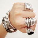 超大螺纹个性朋克食指戒指