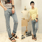 个性磨破时尚休闲修身男士休闲裤