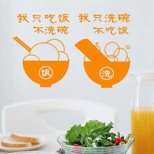 墙贴不洗碗卡通厨房装饰贴个性贴纸创意防水瓷砖贴