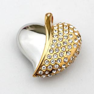 水晶叶子心形u盘gb创意u盘