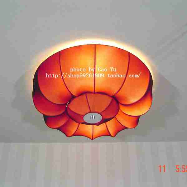 个性布艺卧室吸顶灯红色布罩书房次卧吸顶灯创意