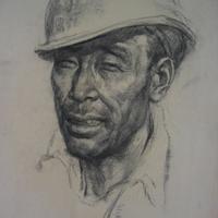 我的两张木炭条画的人像素描