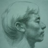 侧面头像素描_素描头像