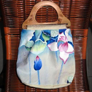 手绘大包手绘国画荷花