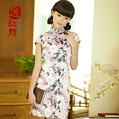 巴黎时装明星大爱中国红正红色高档雪纺大摆长袖