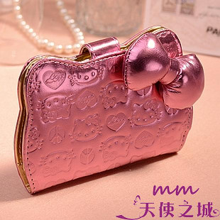 卡通粉紫色蝴蝶结女卡包