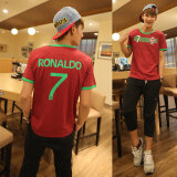 夏季巴世西界杯葡萄牙明星c罗纯棉短袖男女足球