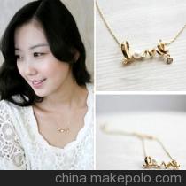 韩国热卖饰品~~明星爱心满钻项链吊坠