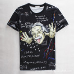 夏季个性恶搞笑搞怪爱因斯坦d印花男女情侣短袖奇葩