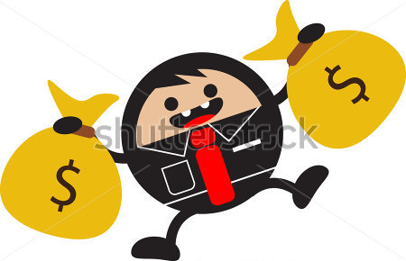 图中的搞笑卡通商人字符投资