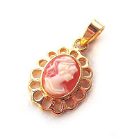 古典少女侧面像项链坠