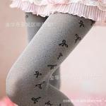 秋冬灰色雪花侧面蝴蝶结连裤袜不透肉丝袜