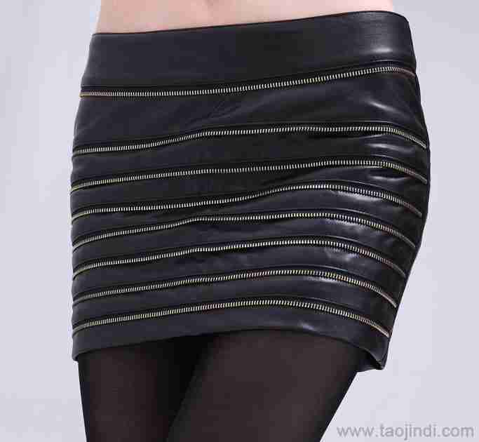 多图黑色皮裙半身裙