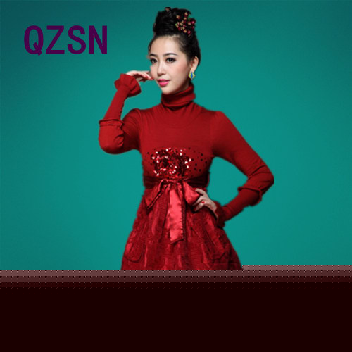 欧美高端女装时尚气质修身长袖珠片提花羊毛针织