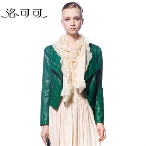 斜拉链修身机车皮衣欧美通勤