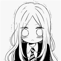 黑白女生头像`卡通头像