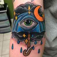 炫酷欧美风雨伞眼睛纹身图片大全