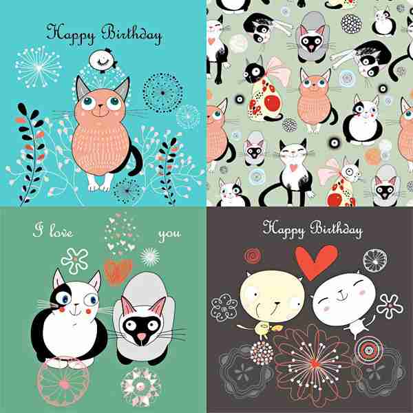 卡通猫咪背景日韩可爱