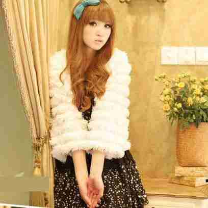 名媛气质绒毛系蝴蝶结披肩小外套