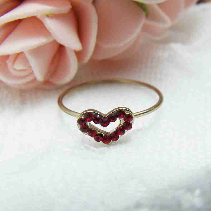 日韩爱心简约水钻气质细戒指