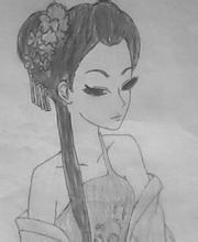 手绘黑白漫画|古装美女