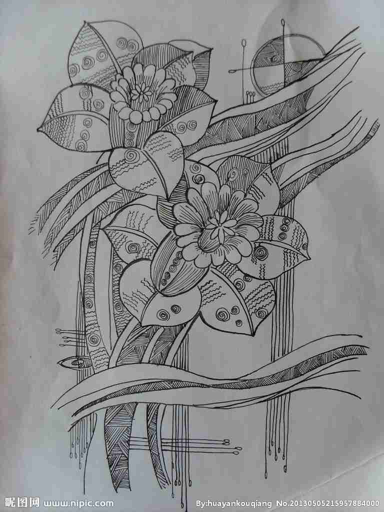 线描手绘设计图_设计图案