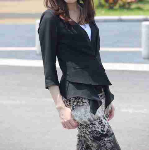 雪纺拼接气质超薄小西装外套