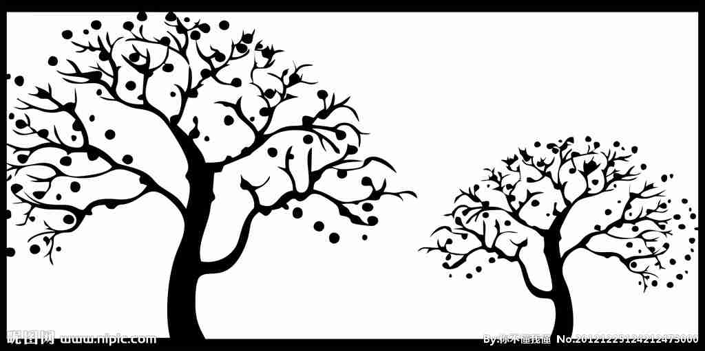 黑白树手绘贴图