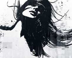 手绘黑白美女图片