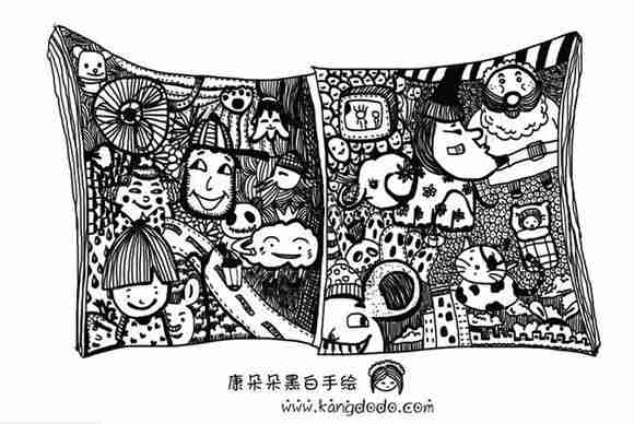 康朵朵黑白手绘系列