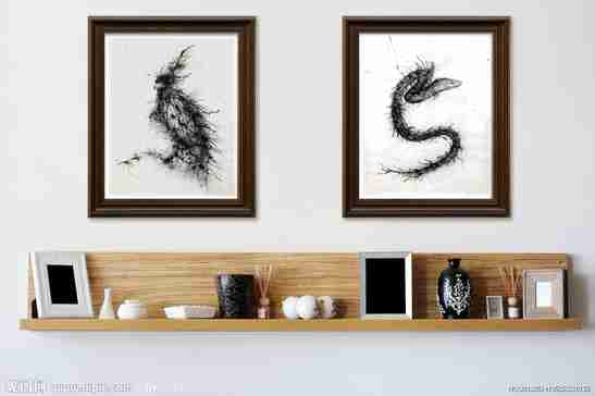 现代装饰画个性家居纯手绘抽象黑白图案