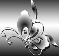 手绘黑白蝴蝶高清图片