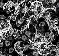 黑白手绘古典花纹底纹矢量图