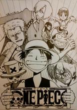 海贼王手绘黑白点线面!