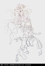 黑白古代美女手绘