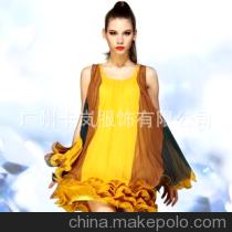 时尚欧美风修身真丝连衣裙蓬蓬