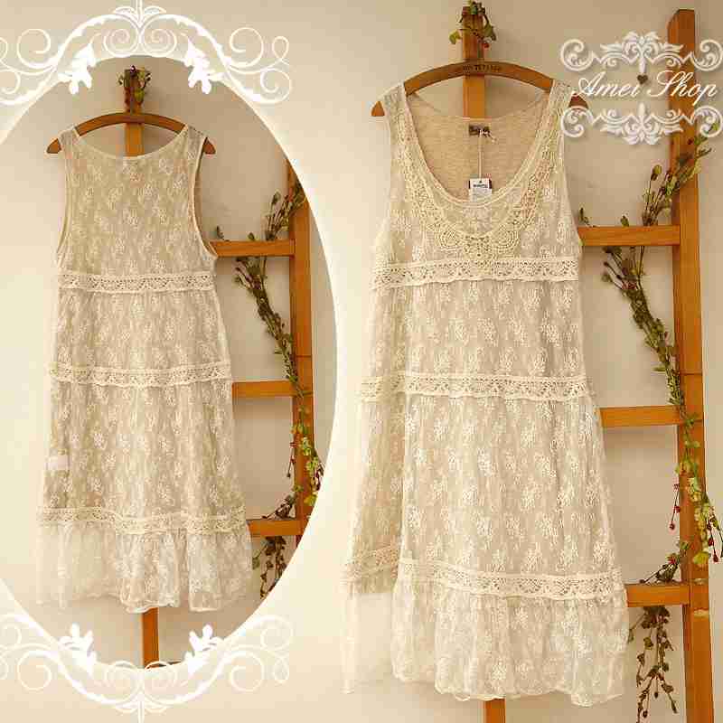 新蕾丝镂空女神气质背心修身超长