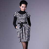 欧美女装黑白格子时尚