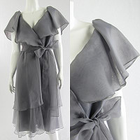 希腊雅典女神灰色欧根纱立体剪裁