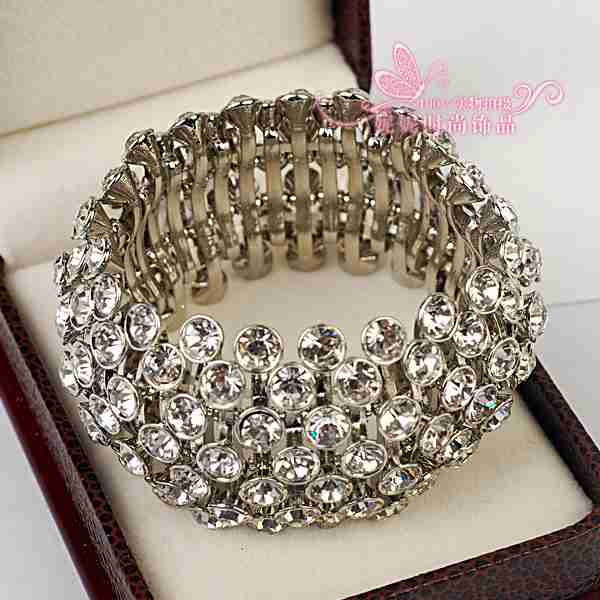 水晶水钻欧美复古手环手镯宽时尚