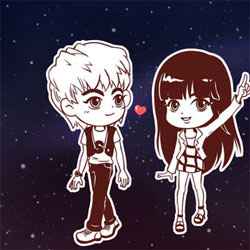 微信呆萌卡通情侣头像情侣卖萌卡通