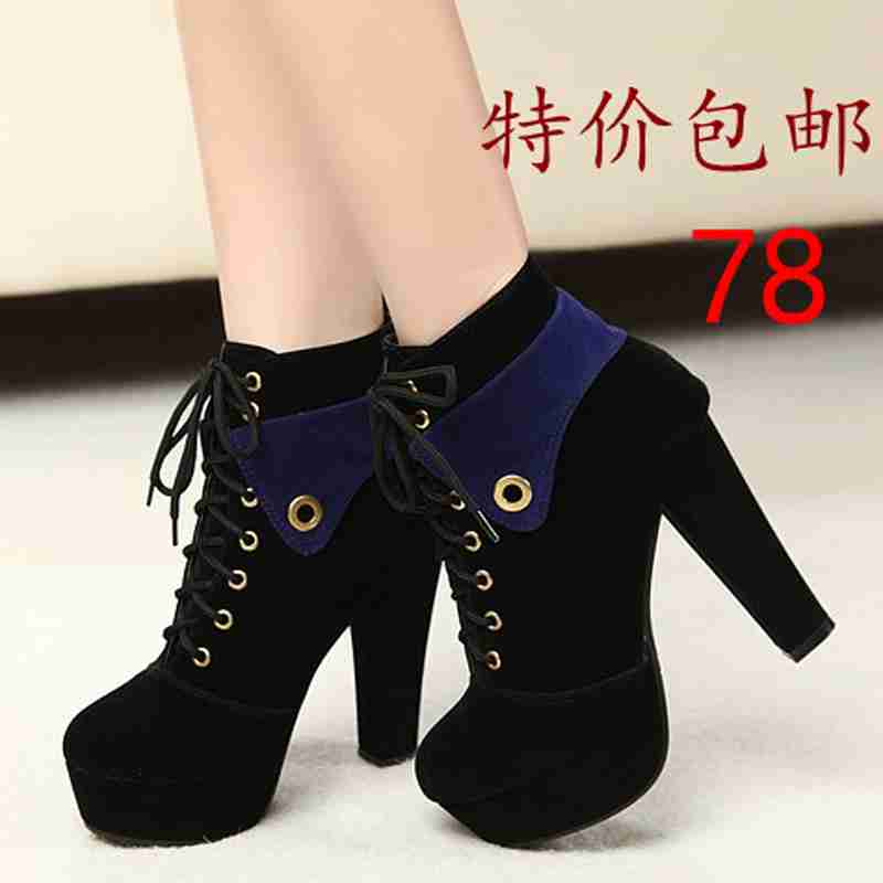 气质女短靴高跟鞋厚底粗跟防水台女鞋雪地靴