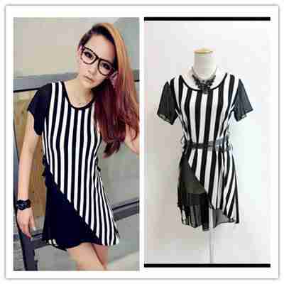 欧美短袖拼接女装