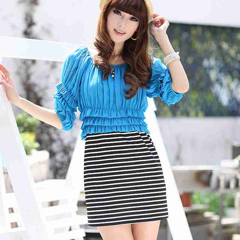 多图拼接黑白条纹连衣裙怎么样