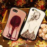 复古英伦风手绘女孩背影小蛮腰硅胶壳苹果iphone